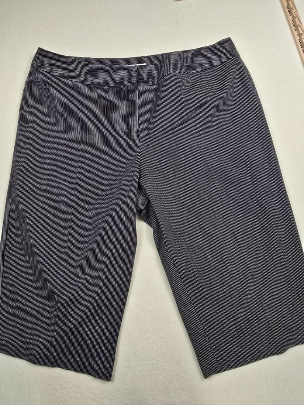 Dressbarn Woman Navy & White Striped Bermuda Shorts Size 22W
